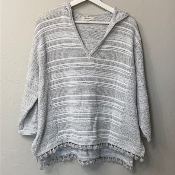 Madewell grey striped pop over sweater size M/L - Picture 1 of 14